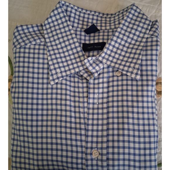 Jeff Rose Made In Italy Men's Blue & White Gingham Button Down Dress Shirt XL - Picture 1 of 11